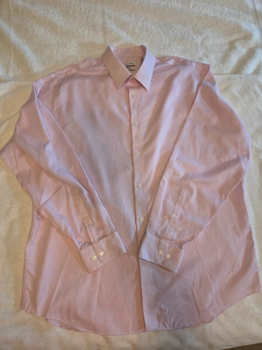 Calvin Klein Steel+ Mens 17.5 34/35 Regular Fit Stretch Pink Dress Shirt
